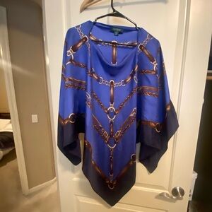 Lauren Ralph Lauren 100% silk bridle print poncho